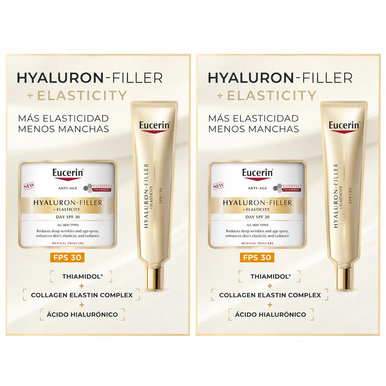 Eucerin confezione Hyaluron Filler Elasticità Crema Giorno Spf30 50Ml + Contorno Occhi 15Ml , confezione 2