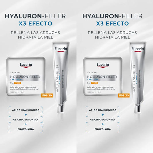 Eucerin Pack Hyluron-Filler Crema Giorno Spf30 + Contorno Occhi 15Ml, conf. 2