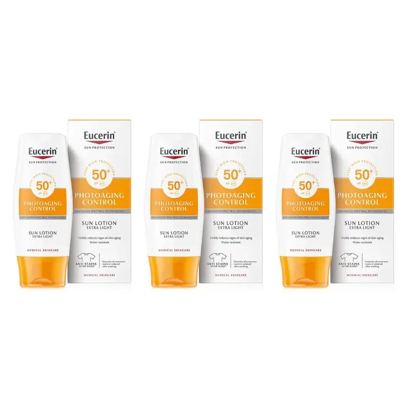 Eucerin Lozione Solare Controllo Fotoinvecchiamento Spf50, 3X150 Ml