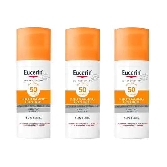Eucerin Controllo Solare Fotoinvecchiamento Anti Età Spf50, 3X50 Ml