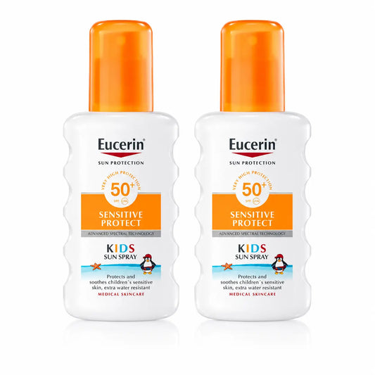 Eucerin Solar Sensitive Protect Kids Spray solare per bambini Spf50+ 200 Ml, confezione da 2
