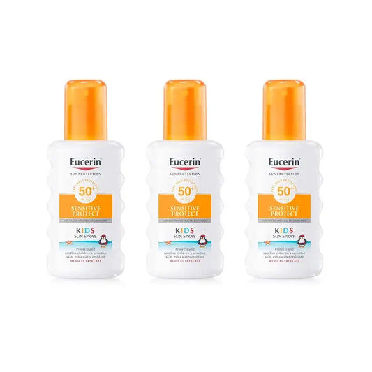 Eucerin Solar Sensitive Protect Kids Spray solare per bambini Spf50+, 3X200 Ml