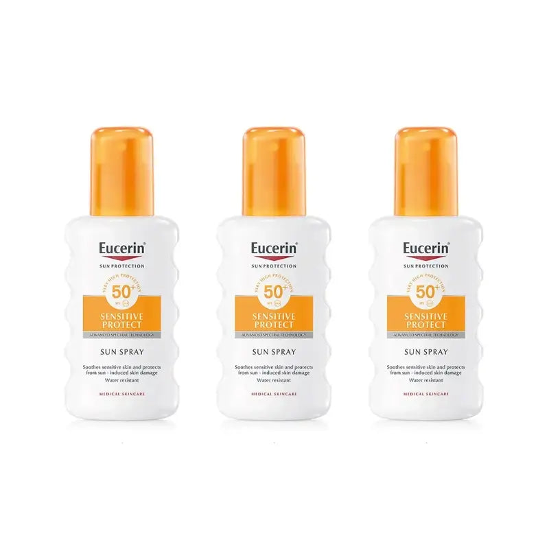 Eucerin Solar Sensitive Protect Spray solare Spf50, 3X200 Ml