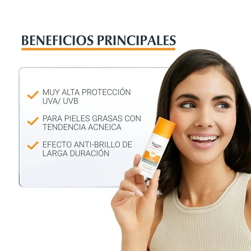 Eucerin Oil Control Dry Touch Gel solare SPF 50+, 50 ml