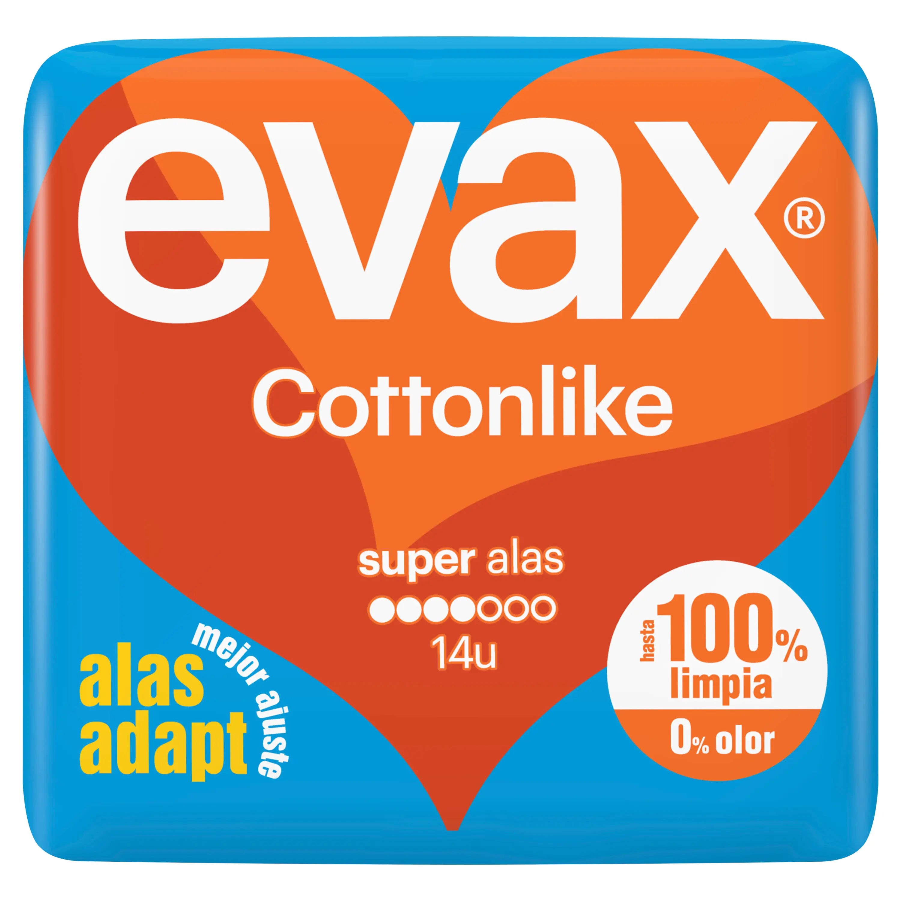Evax Cottonlike Super Pads con ali , 14 unità