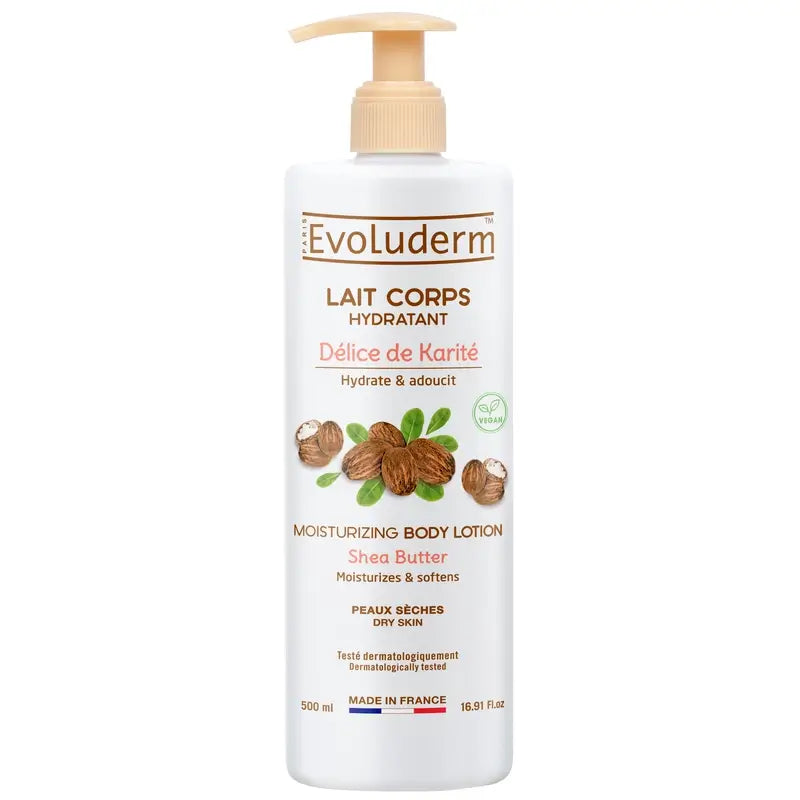 Evoluderm Burro di Karité Lozione per il corpo, 500 ml
