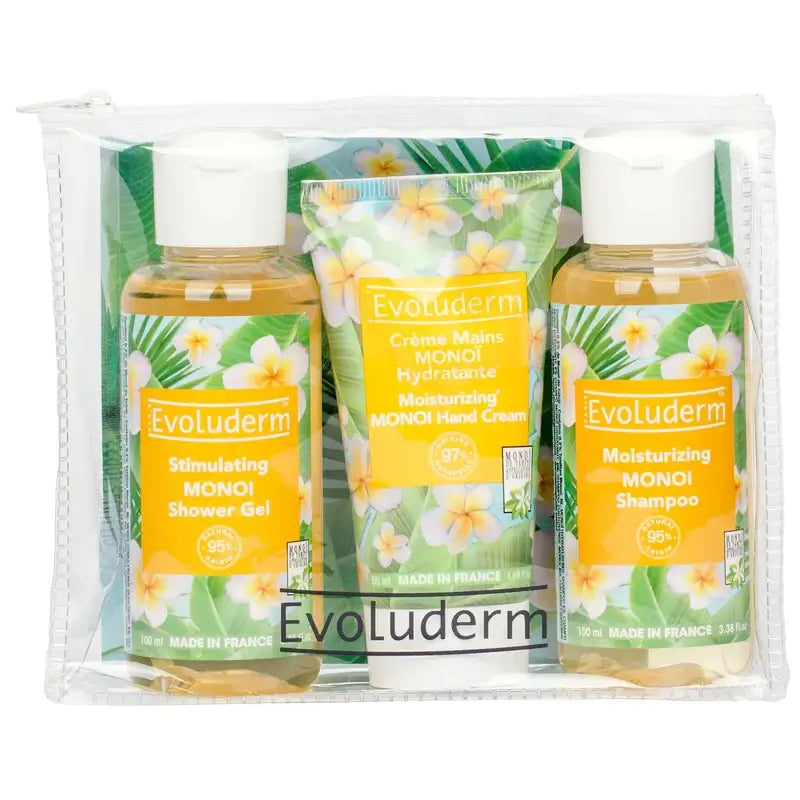 Evoluderm Set da viaggio X3 - Gel doccia-Crema mani-Shampoo, 100/50/100 ml