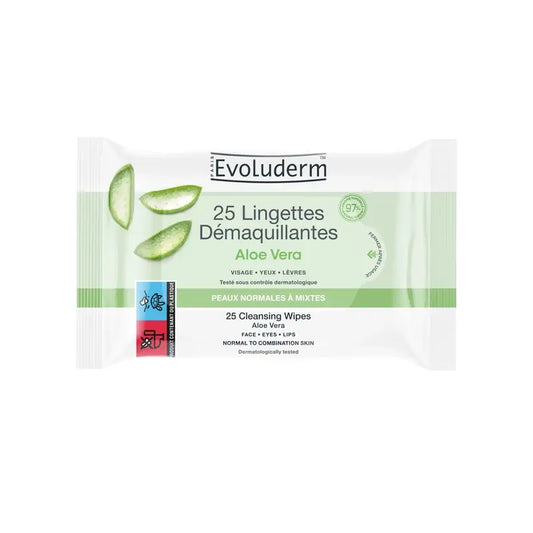 Evoluderm Salviette detergenti per pelli normali - Aloe Vera, 25 pezzi
