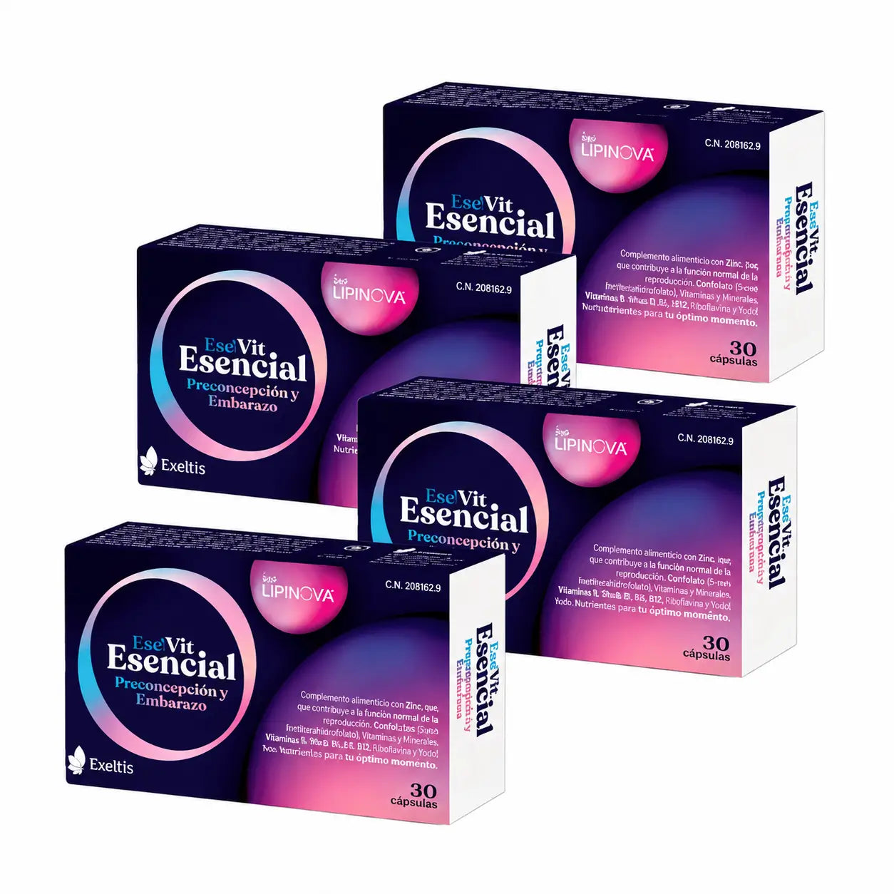 Exelvit Essential Preconcepimento e Gravidanza, confezione da 4 x 30 capsule