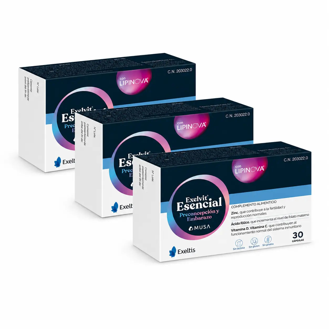 Exelvit Triplo Essential Preconcepimento e Gravidanza, 3 x 30 capsule