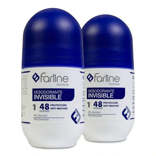 Farline Uomo Deodorante Invisibile Roll - On, Pach 2 X 50 Ml