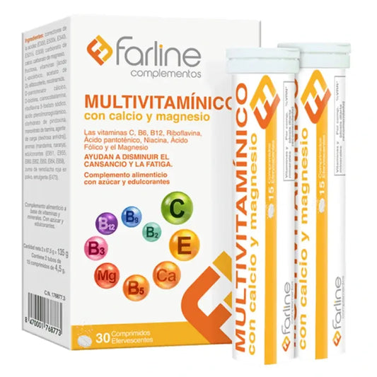 Farline Multivitaminico con calcio e magnesio, 30 compresse effervescenti