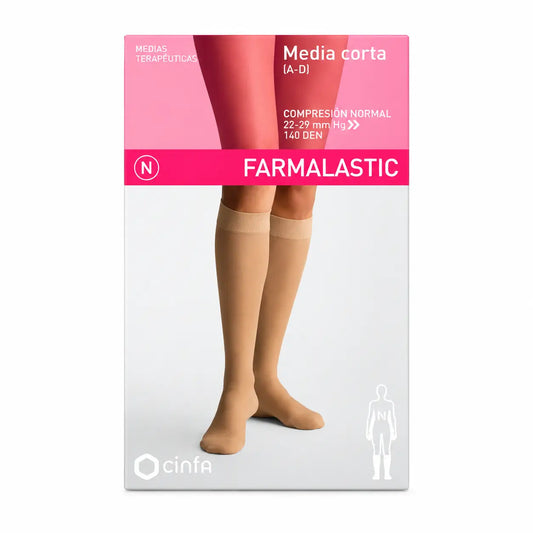 Farmalastic Calza corta a compressione normale Beige, taglia Queen Plus