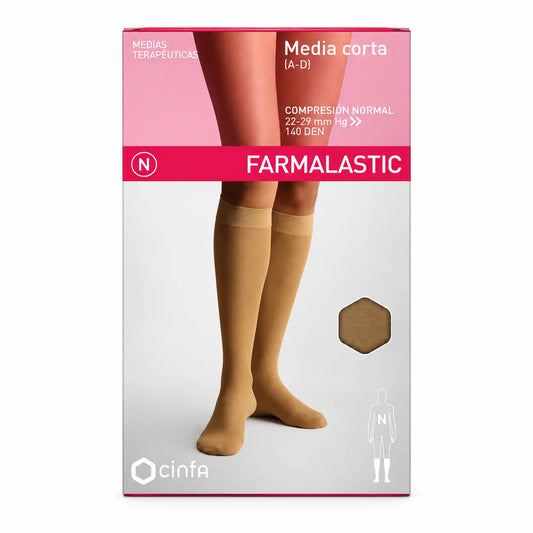 Farmalastic Calza a compressione corta normale beige, taglia XL