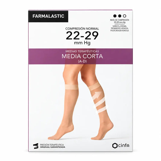 Farmalastic Calza a compressione corta a compressione normale nera Taglia grande