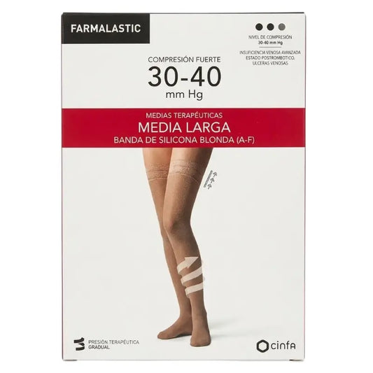 Farmalastic Calza lunga Blonda a compressione forte Beige, taglia M