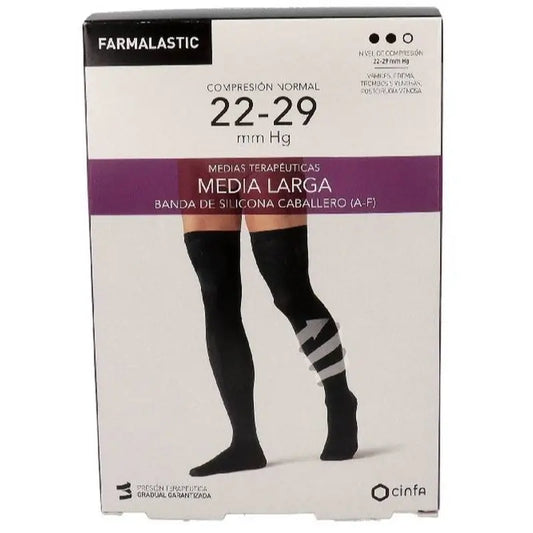 Farmalastic Calza lunga a compressione normale da uomo nera, taglia grande