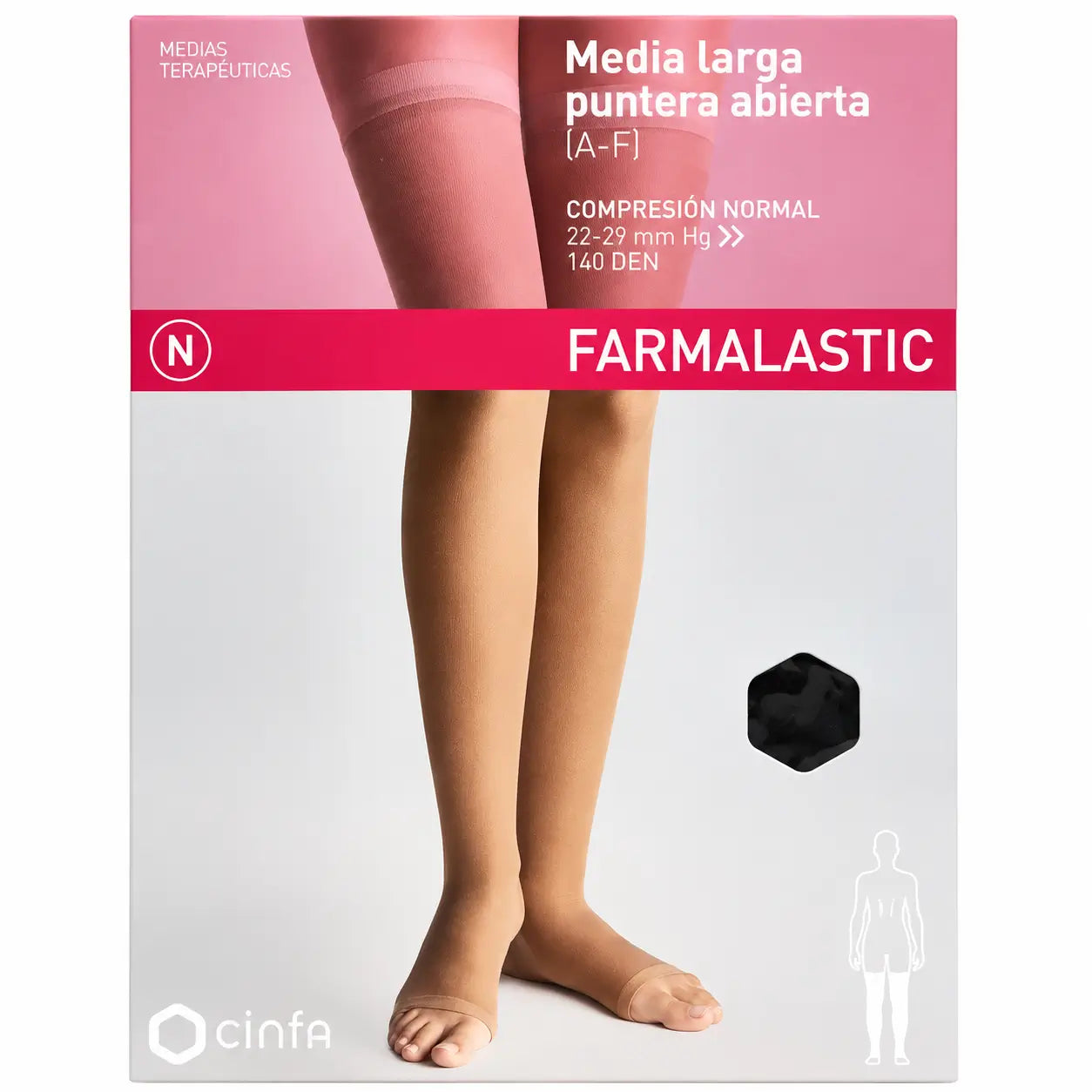 Farmalastic Calza lunga aperta Beige, taglia M