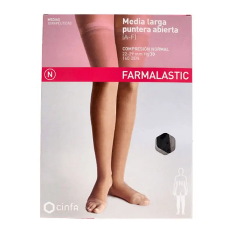 Farmalastic Calza lunga con punta aperta nera, taglia M