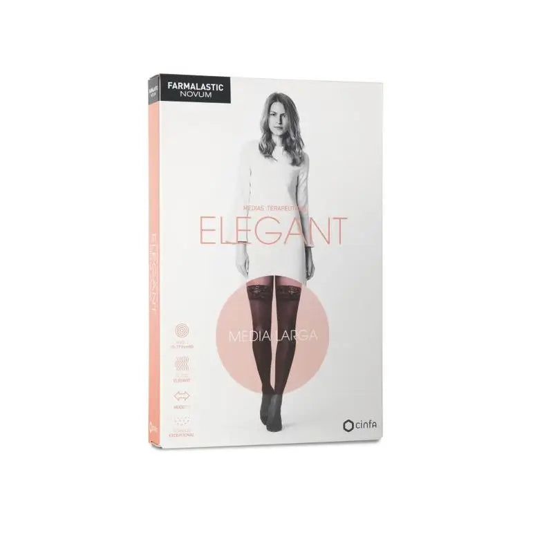 Farmalastic Novum Elegant Larga De Compresión Ligera Color Antracita, Talla 4 