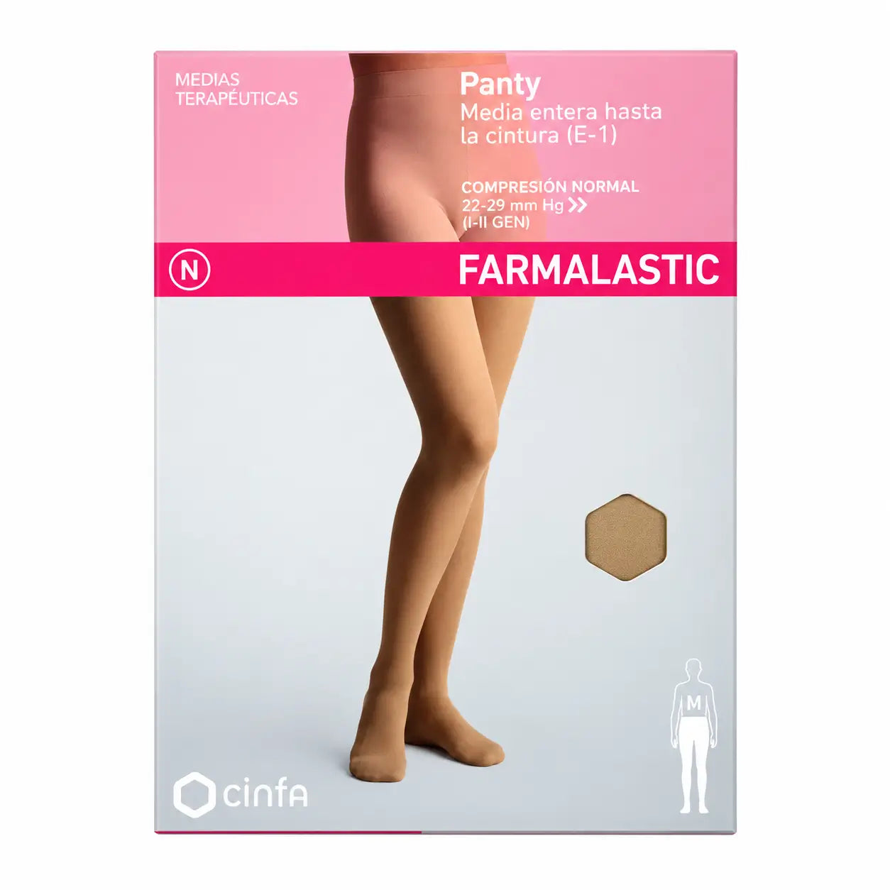Farmalastic Collant a compressione normale Beige Queen Size
