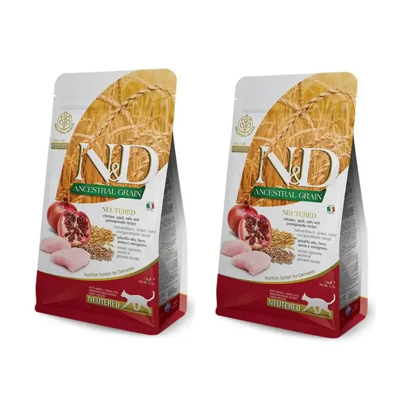 Farmina N&D Cat Ancestral Neutered Chicken 5Kg, cibo per gatti, Confezione da 2