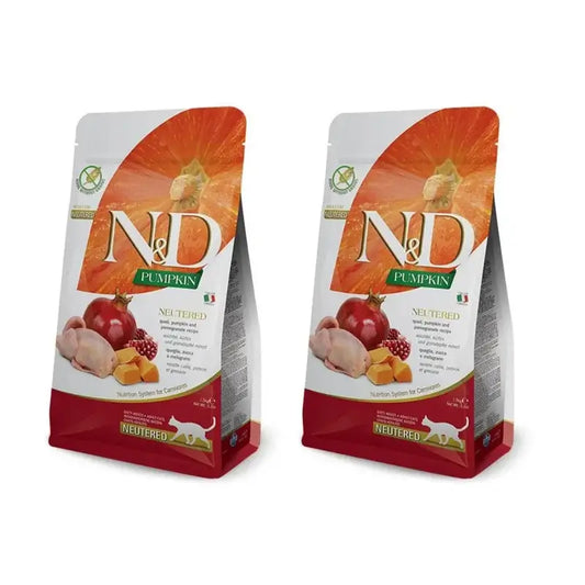 Farmina N&D Cat Pumpkin Neutered Quail 5Kg, cibo per gatti, Confezione da 2
