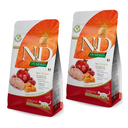 Farmina N&D Cat Pumpkin Neutered Quaglia cibo per gatti, Confezione 2 x 1,5Kg