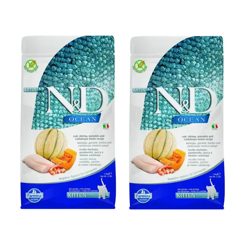 Farmina N&D Cat Kitten Ocean Codfish Pumpkin 1,5Kg, cibo per gattini, Confezione Da 2