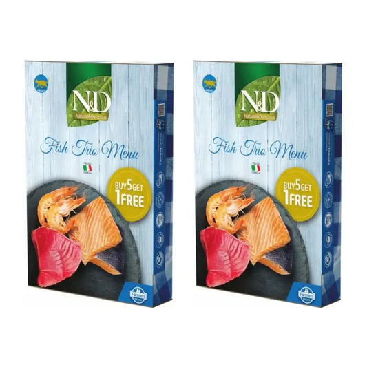 Farmina N&D Cat Natural Fish Trio Menu 6X70Gr, Alimento umido per gatti, Confezione Da 2