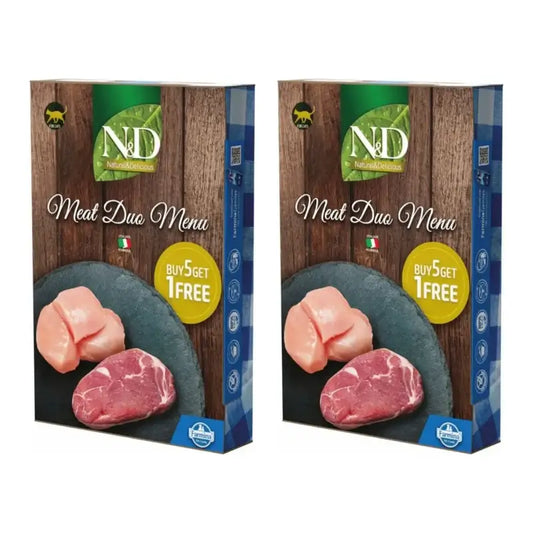 Farmina N&D Cat Natural Meat Duo Menu 6X70Gr, Alimento umido per gatti, Confezione Da 2