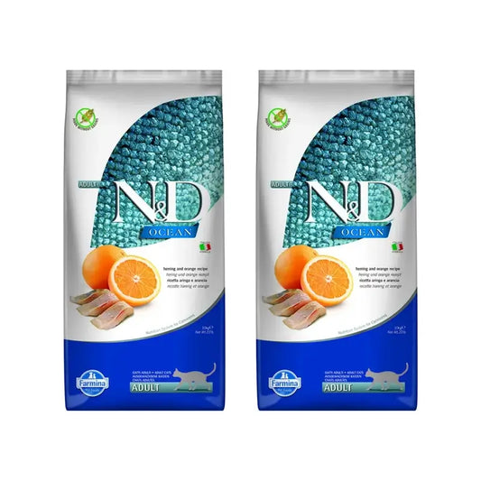 Farmina N&D Cat Ocean Herring 10Kg, cibo per gatti, Confezione da 2