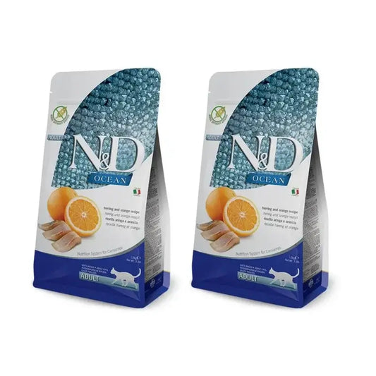 Farmina N&D Cat Ocean Aringa Oceano 1,5Kg, cibo per gatti, Confezione Da 2