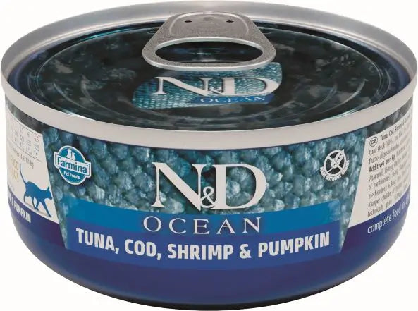 Farmina N&D Cat Ocean Tuna Codfish Pumpkin 24X70Gr, wet cat food