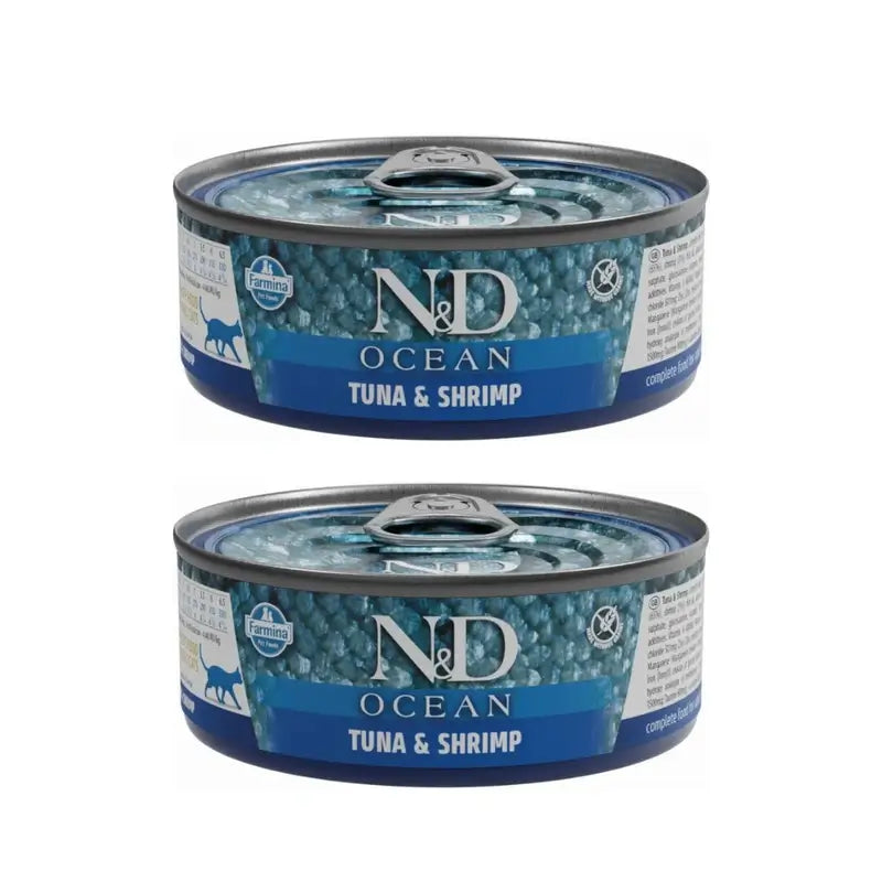 Farmina N&D Cat Ocean Tuna Shrimp Box 24X70Gr, Confezione Da 2