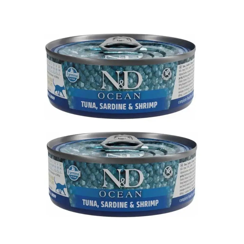 Farmina N&D Cat Ocean Tuna Sardine Shrimp 30X70Gr, Confezione Da 2