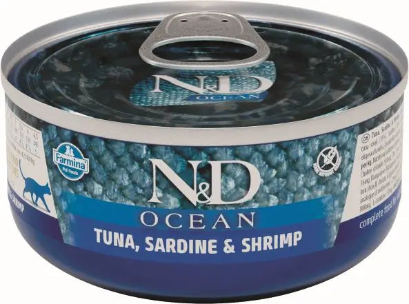 Farmina N&D Cat Ocean Ocean Tuna Sardine Shrimp Box 24X70Gr, wet cat food