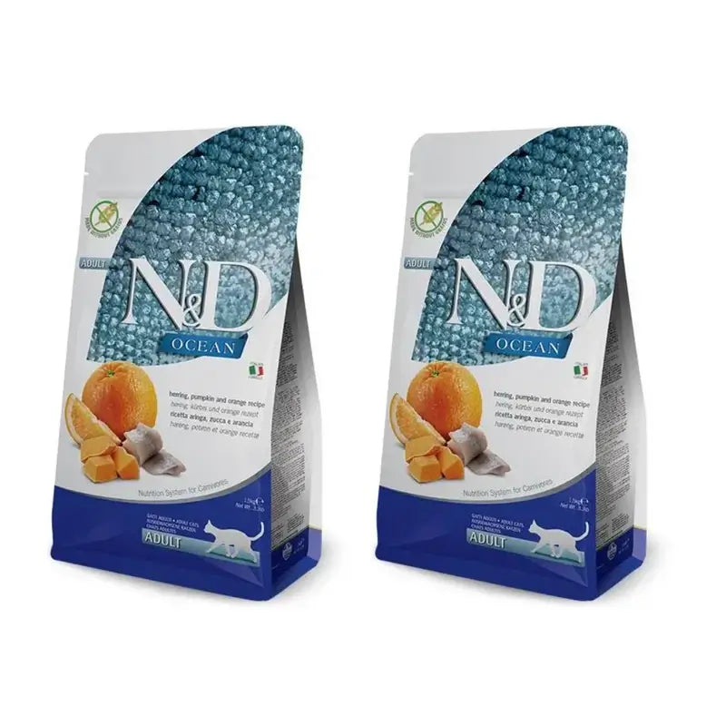 Farmina N&D Cat Ocean Zucca Aringa 300Gr, Cibo per gatti, Confezione Da 2