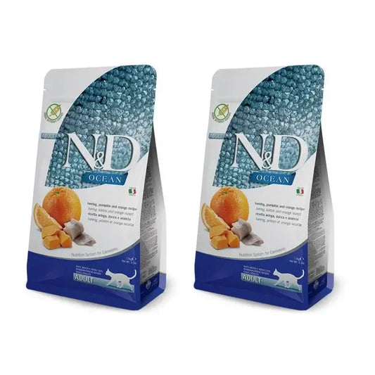 Farmina N&D Cat Ocean Zucca Aringa 300Gr, Cibo per gatti, Confezione Da 2