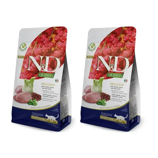 Farmina N&D Cat Quinoa Digestion Agnello Digestion 5Kg, cibo per gatti, Confezione Da 2