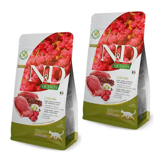 Farmina N&D Cat Quinoa Urinary Quinoa Urinary Anatra cibo per gatti, Confezione 2 x 1,5Kg