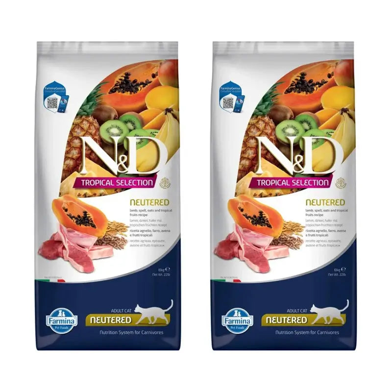 Farmina N&D Cat Tropical Selection Agnello castrato 10Kg, Confezione da 2