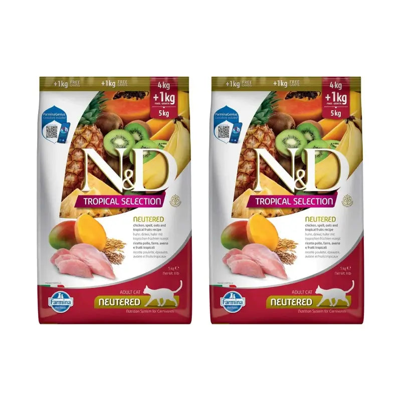 Farmina N&D Cat Tropical Selection Pollo castrato 4+1Kg, Confezione da 2