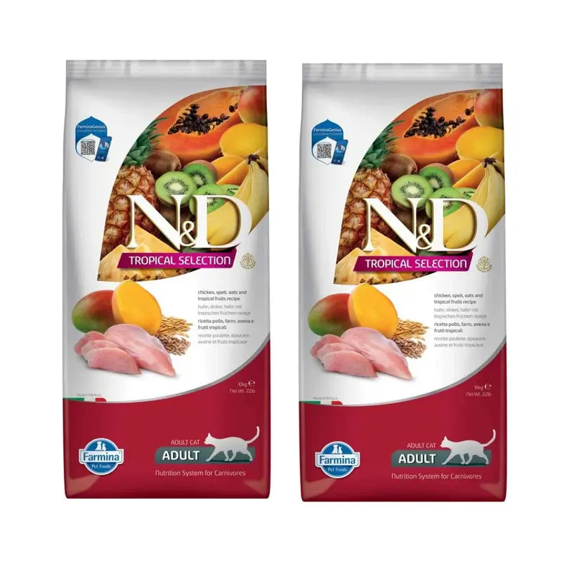 Farmina N&D Cat Selezione Tropicale Pollo 10Kg, Confezione Da 2