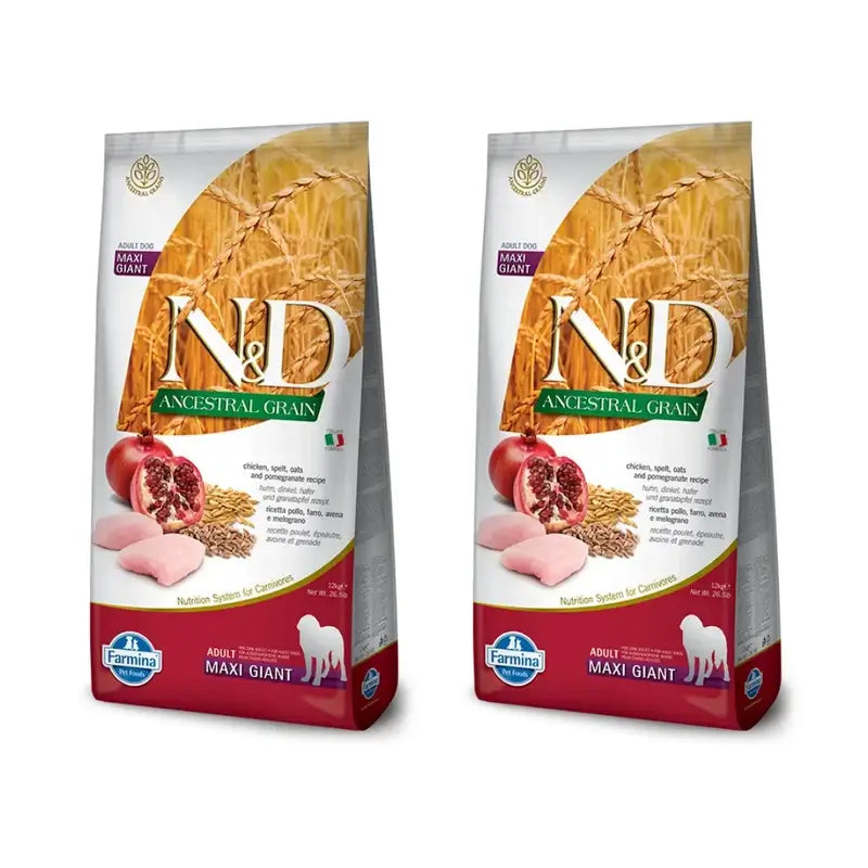 Farmina N&D Dog Ancestral Giant Chicken 12Kg, Cibo per cani, Confezione Da 2
