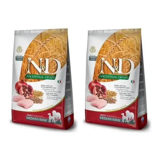Farmina N&D Dog Ancestral Light Medium Maxi 12Kg, Cibo per cani, Confezione Da 2