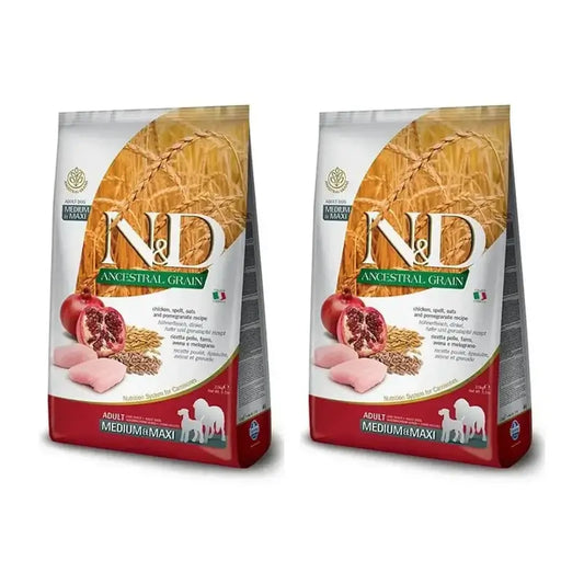 Farmina N&D Dog Ancestral Medium Maxi Chicken 12Kg , Cibo per cani, Confezione Da 2