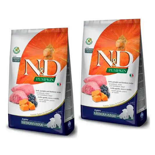 Farmina N&D Dog Puppy Pumpkin Medium Zucca Maxi Agnello cibo per cuccioli, Confezione 2 x 12Kg