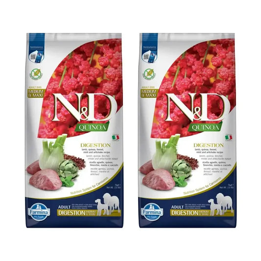 Farmina N&D Dog Quinoa Digestion Agnello Med/Maxi 7Kg, Confezione Da 2