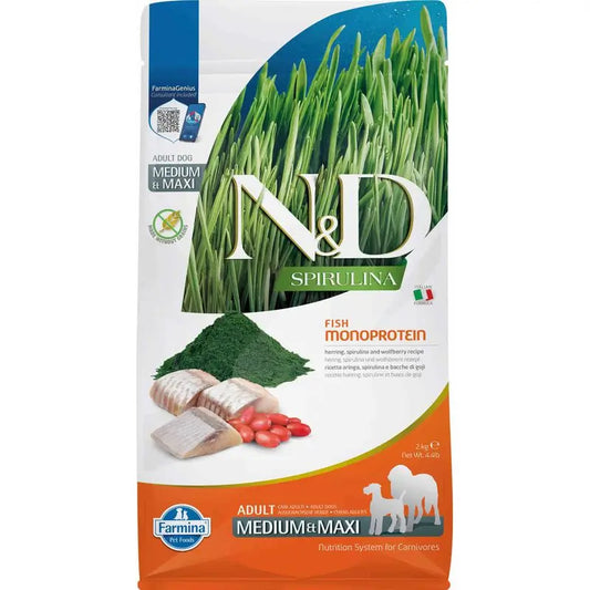 Farmina N&D Dog Spirulina Medium Maxi 2Kg Aringa